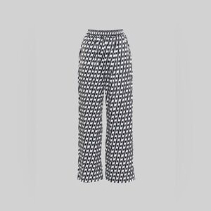 Beulah DISTORTED CHECKERED WIDE PANTS WITH POCKETS